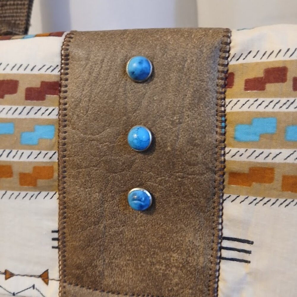 New Western Aztec print Shoulder Bag Purse Cowgirl Brown Turquoise Southwestern - Picture 3 of 10